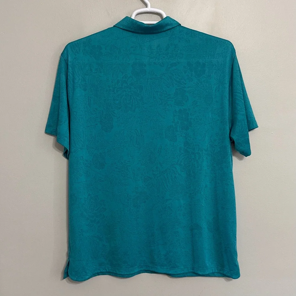 Nike Dri-Fit Mens XL Teal Floral Jacquard Performance Golf Polo Shirt